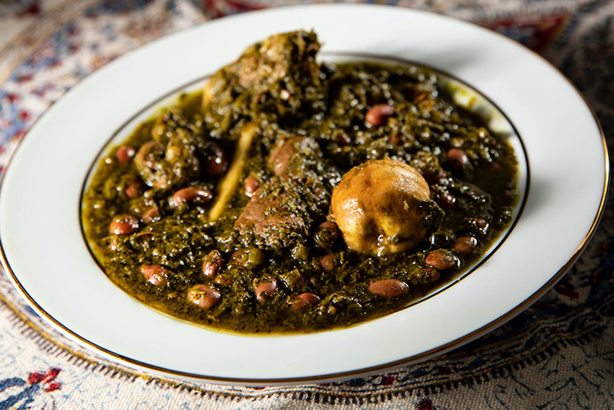 A platter of ghormeh sabzi, a traditional Persian stew