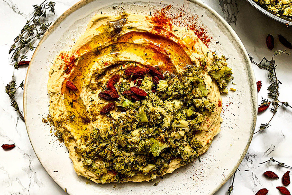 A dish of kashk-e bademjaan, or Perisan eggplant dip.